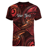 Personalised Polynesia Zodiac Scorpio Women V-Neck T-Shirt Galaxy Polynesian Pattern Chest Tattoo Style