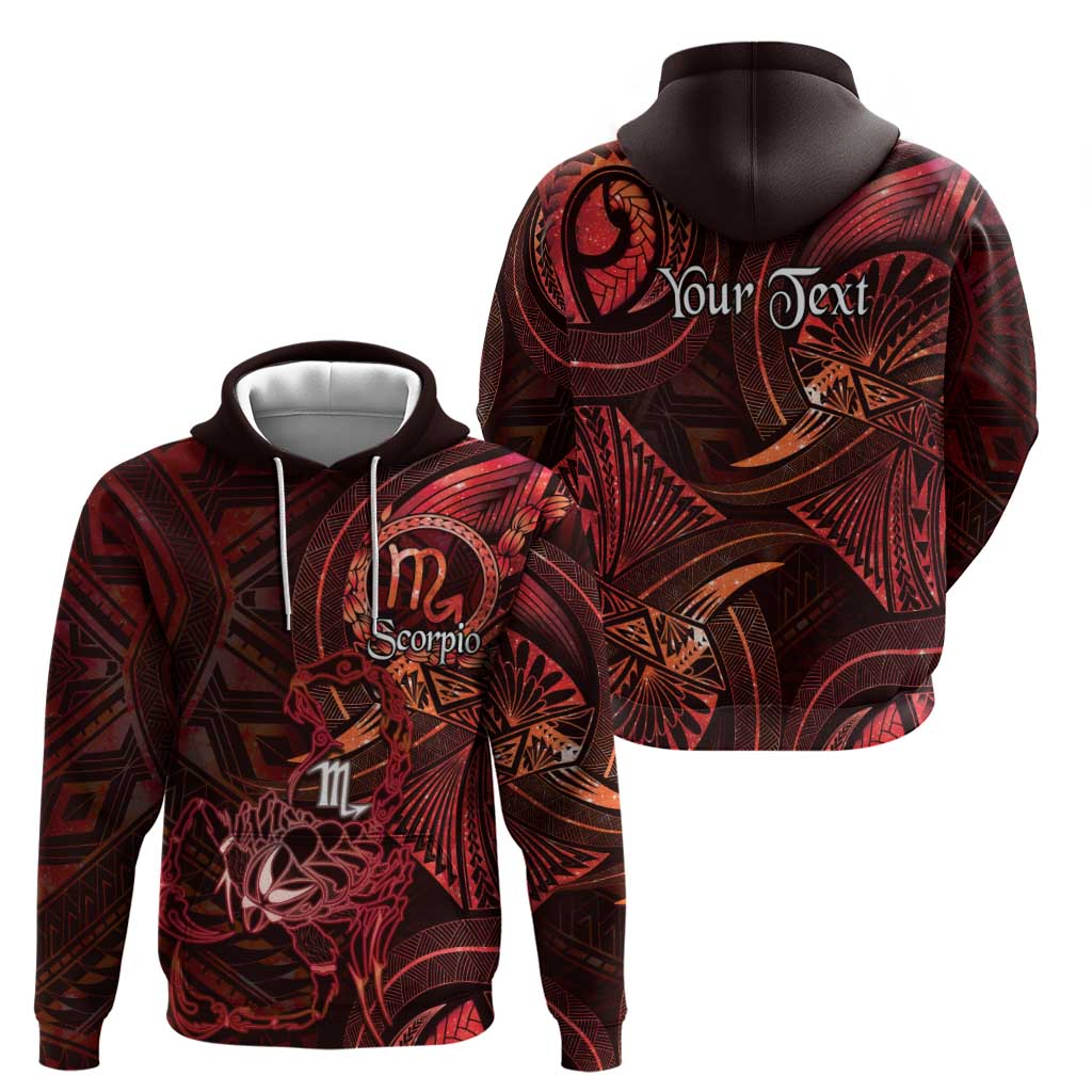 Personalised Polynesia Zodiac Scorpio Zip Hoodie Galaxy Polynesian Pattern Chest Tattoo Style LT14 - Polynesian Pride