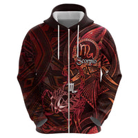 Personalised Polynesia Zodiac Scorpio Zip Hoodie Galaxy Polynesian Pattern Chest Tattoo Style LT14 - Polynesian Pride