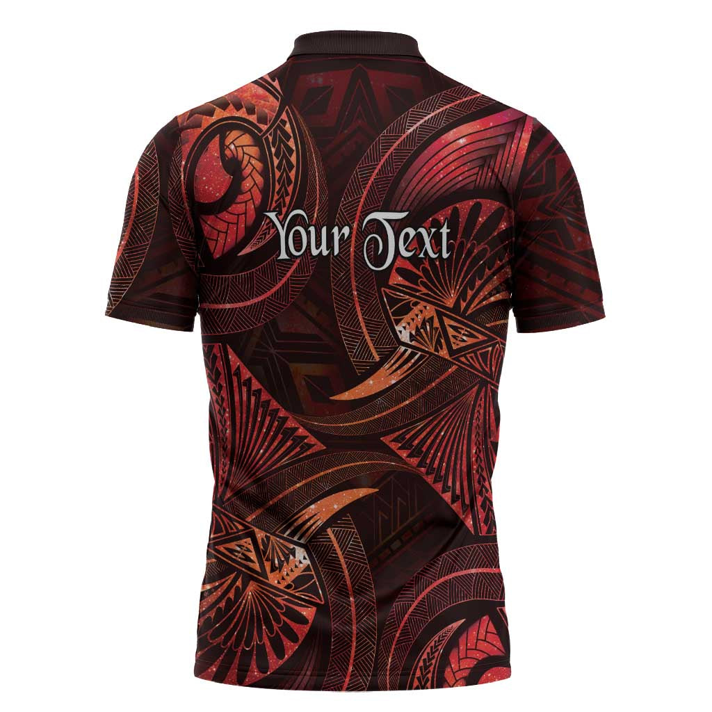 Personalised Polynesia Zodiac Scorpio Zipper Polo Shirt Galaxy Polynesian Pattern Chest Tattoo Style