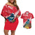 New Zealand Christmas In July Couples Matching Off Shoulder Short Dress and Hawaiian Shirt Tui Bird With Kowhai Meri Kirihimete