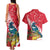 New Zealand Christmas In July Couples Matching Tank Maxi Dress and Hawaiian Shirt Tui Bird With Kowhai Meri Kirihimete