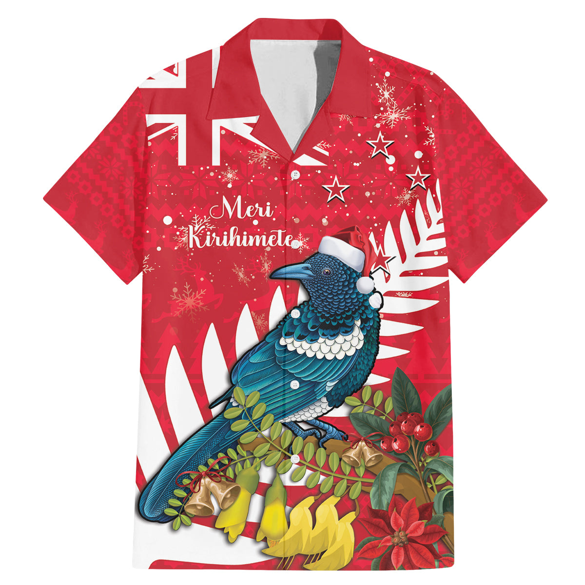 New Zealand Christmas In July Family Matching Mermaid Dress and Hawaiian Shirt Tui Bird With Kowhai Meri Kirihimete