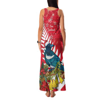 New Zealand Christmas In July Family Matching Tank Maxi Dress and Hawaiian Shirt Tui Bird With Kowhai Meri Kirihimete