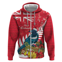 New Zealand Christmas In July Zip Hoodie Tui Bird With Kowhai Meri Kirihimete