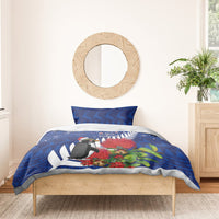 New Zealand Christmas In July Bedding Set Fiordland Penguin With Pohutukawa Flower
