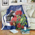 New Zealand Christmas In July Blanket Fiordland Penguin With Pohutukawa Flower