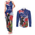 New Zealand Christmas In July Couples Matching Tank Maxi Dress and Long Sleeve Button Shirt Fiordland Penguin With Pohutukawa Flower