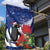 New Zealand Christmas In July Garden Flag Fiordland Penguin With Pohutukawa Flower