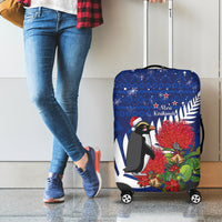 New Zealand Christmas In July Luggage Cover Fiordland Penguin With Pohutukawa Flower