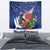 New Zealand Christmas In July Tapestry Fiordland Penguin With Pohutukawa Flower