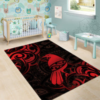 New Zealand Tui Bird Area Rug Aotearoa Maori Pattern - Red