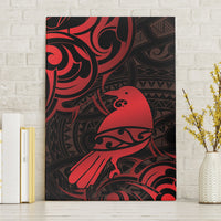 New Zealand Tui Bird Canvas Wall Art Aotearoa Maori Pattern - Red LT14 Without Frame Red - Polynesian Pride
