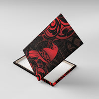 New Zealand Tui Bird Canvas Wall Art Aotearoa Maori Pattern - Red LT14 With Frame Red - Polynesian Pride