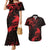 New Zealand Tui Bird Couples Matching Mermaid Dress and Hawaiian Shirt Aotearoa Maori Pattern - Red