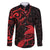 New Zealand Tui Bird Family Matching Long Sleeve Bodycon Dress and Hawaiian Shirt Aotearoa Maori Pattern - Red