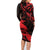 New Zealand Tui Bird Family Matching Long Sleeve Bodycon Dress and Hawaiian Shirt Aotearoa Maori Pattern - Red