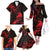 New Zealand Tui Bird Family Matching Off The Shoulder Long Sleeve Dress and Hawaiian Shirt Aotearoa Maori Pattern - Red