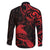 New Zealand Tui Bird Family Matching Off The Shoulder Long Sleeve Dress and Hawaiian Shirt Aotearoa Maori Pattern - Red