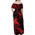 New Zealand Tui Bird Family Matching Off Shoulder Maxi Dress and Hawaiian Shirt Aotearoa Maori Pattern - Red