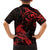 New Zealand Tui Bird Family Matching Off Shoulder Short Dress and Hawaiian Shirt Aotearoa Maori Pattern - Red