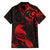 New Zealand Tui Bird Family Matching Off Shoulder Short Dress and Hawaiian Shirt Aotearoa Maori Pattern - Red