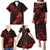 New Zealand Tui Bird Family Matching Puletasi and Hawaiian Shirt Aotearoa Maori Pattern - Red