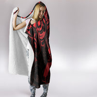 New Zealand Tui Bird Hooded Blanket Aotearoa Maori Pattern - Red LT14 - Polynesian Pride