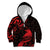 New Zealand Tui Bird Kid Hoodie Aotearoa Maori Pattern - Red LT14