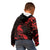 New Zealand Tui Bird Kid Hoodie Aotearoa Maori Pattern - Red LT14