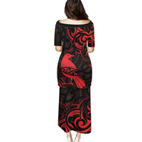 New Zealand Tui Bird Puletasi Aotearoa Maori Pattern - Red LT14 - Polynesian Pride