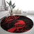 New Zealand Tui Bird Round Carpet Aotearoa Maori Pattern - Red