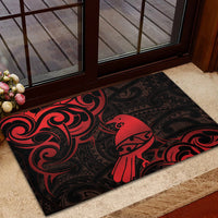 New Zealand Tui Bird Rubber Doormat Aotearoa Maori Pattern - Red