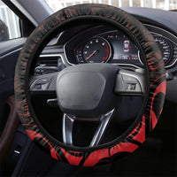 New Zealand Tui Bird Steering Wheel Cover Aotearoa Maori Pattern - Red LT14 - Polynesian Pride