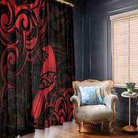 New Zealand Tui Bird Window Curtain Aotearoa Maori Pattern - Red LT14 - Polynesian Pride