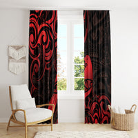 New Zealand Tui Bird Window Curtain Aotearoa Maori Pattern - Red LT14 - Polynesian Pride