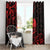 New Zealand Tui Bird Window Curtain Aotearoa Maori Pattern - Red