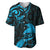 New Zealand Tui Bird Baseball Jersey Aotearoa Maori Pattern - Blue