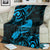 New Zealand Tui Bird Blanket Aotearoa Maori Pattern - Blue