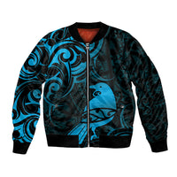 New Zealand Tui Bird Bomber Jacket Aotearoa Maori Pattern - Blue LT14 Unisex Blue - Polynesian Pride