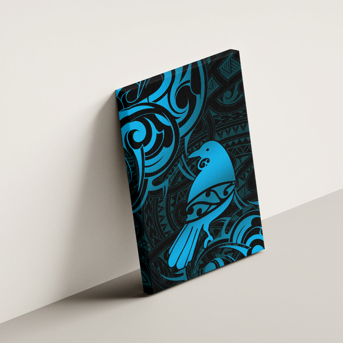 New Zealand Tui Bird Canvas Wall Art Aotearoa Maori Pattern - Blue LT14 - Polynesian Pride