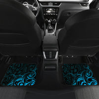 New Zealand Tui Bird Car Mats Aotearoa Maori Pattern - Blue LT14 Set 2pcs - Back Blue - Polynesian Pride