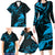 New Zealand Tui Bird Family Matching Long Sleeve Bodycon Dress and Hawaiian Shirt Aotearoa Maori Pattern - Blue