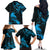 New Zealand Tui Bird Family Matching Off The Shoulder Long Sleeve Dress and Hawaiian Shirt Aotearoa Maori Pattern - Blue