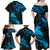 New Zealand Tui Bird Family Matching Off Shoulder Maxi Dress and Hawaiian Shirt Aotearoa Maori Pattern - Blue