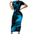 New Zealand Tui Bird Family Matching Short Sleeve Bodycon Dress and Hawaiian Shirt Aotearoa Maori Pattern - Blue