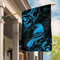 New Zealand Tui Bird Garden Flag Aotearoa Maori Pattern - Blue LT14 House Flag Blue - Polynesian Pride