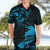 New Zealand Tui Bird Hawaiian Shirt Aotearoa Maori Pattern - Blue