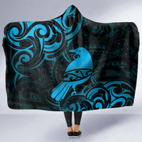 New Zealand Tui Bird Hooded Blanket Aotearoa Maori Pattern - Blue LT14 - Polynesian Pride