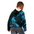 New Zealand Tui Bird Kid Hoodie Aotearoa Maori Pattern - Blue LT14